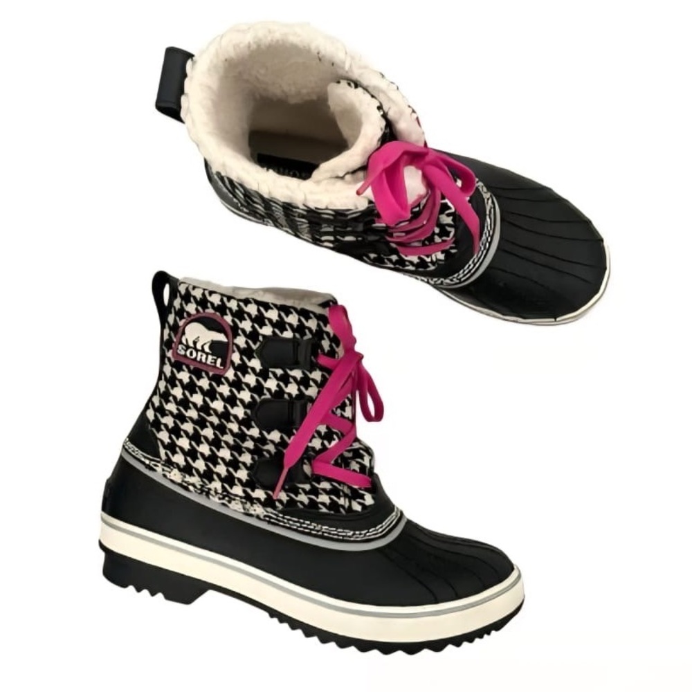 Sorel Tivoli Houndstooth Waterproof Winter Boots Size 5